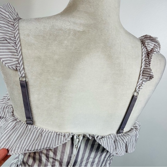 VICTORIA’S SECRET Gray & White Striped Ruffle Asymmetric Sleep Cami Tank - SMALL - Picture 11 of 12